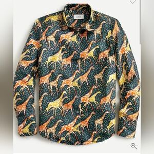 J. Crew Collection Silk Twill Button Down Shirt in Giraffe Print Size 12